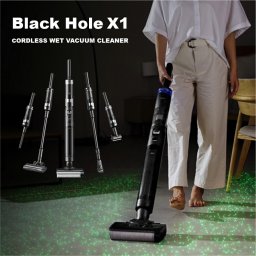 コードレス水拭き掃除機 スペシャルセット ブラック 濡れ拭き 除菌水 UV除菌 乾燥  自走 高級掃除機 スティッククリーナー