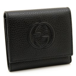 GUCCI(グッチ) 598207 A7M0G 1000 ソーホー 三つ折り コンパクトウォレット レザー NERO 黒 ブラック SOHO compact wallet 3つ折り 財布 コンパクト財布 メンズ レディース ギフト プレゼント お祝い 誕生日 新品 ブランド