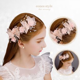 ヘアアクセサリー 子供 キッズ レディース ヘアクリップ サイドクリップ 花 リボン ピアノ発表会 髪飾り ヘッドドレス ワイヤー フォーマル ピンク パール ラインストーン 女の子 フォーマル髪飾り かわいい (2個）結婚式 （FD1ピンク）