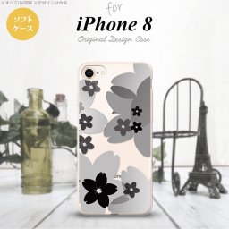 iPhone7 iPhone8 スマホケース ソフトケース 花柄 サクラ B 黒 メンズ レディース nk-ip8-tp055