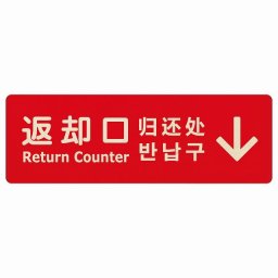 18x6cm 返却口 文字タイプ 多言語 英語 中国語 韓国語 対応 レッド 上矢印 木製プレート 長方形 商業施設 飲食店 旅館 ホテル レンタル イベント表示 場所 掲示 案内板 ピクトサイン