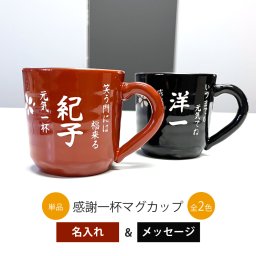 【送料無料】 名入れ プレゼント 感謝一杯マグカップ 単品 全2色  SB165BK