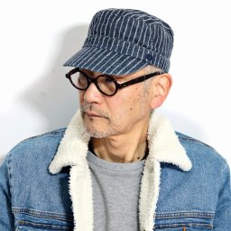 帽子 メンズ ワークキャップ デニム 帽子 ドゴール キャップ ミラショーン 秋冬 ストライプ 柄 Mila Schon 紺 ネイビー 帽子 男性 40代 50代 60代 誕生日 プレゼント 父の日 ギフト 敬老の日