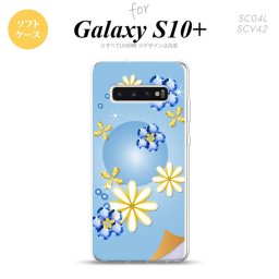 SC-04L SCV42 Galaxy S10+ スマホケース ソフトケース 花柄 ミックス E 青 メンズ レディース nk-s10p-tp308