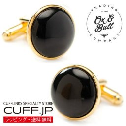 Ox & Bull Trading Co ゴールド＆オニキス カフス カフスボタン カフリンクス プレゼント ギフト父 彼氏 夫 結婚祝い 誕生日