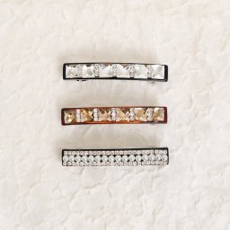 ヘアクリップ クリスタル・パールライン ヘアクリップ 韓国アクセサリー