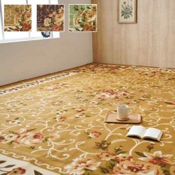 ナイロン 花柄 カーペット 撥水 速乾  江戸間3畳（約176×261cm）