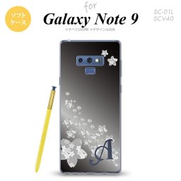 Galaxy Note 9 ギャラクシー ノート9 SC-01L SCV40 スマホケース カバー ソフトケース 花柄・サクラ（B） 黒 イニシャル 対応 nk-note9-tp185i[スマホ,スマホケース,スマホカバー,ケース,カバー,ジャケット]