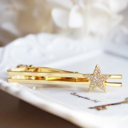 【CZジルコニアパヴェスターネクタイピン☆日本製】スーツの胸元にタイバーを！結婚式/謝恩会/卒業式/入学式/入園式/星/キュービックジルコニア/クリスタル/メンズ/レディース
