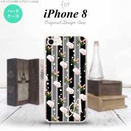 iPhone7 iPhone8 スマホケース ハードケース 花柄 バラ レース 黒 +アルファベット メンズ レディース nk-ip8-259i