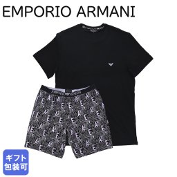 エンポリオ アルマーニ Tシャツ ルームウェア パジャマ ワンポイント ロゴプリント バミューダパンツ ブラック 111573 4R506 33221 XL MADE IN ITALY EMPORIO ARMANI 送別会 誕生日 お中元 結婚祝い 結婚式 彼氏 息子 ボクサーパンツ 夫 男性 高級 父の日 母の日 ホワイトデー