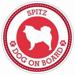 セーフティサイン ステッカー Dog on board SPITZ スピッツ レッド 直径13cm あおり運転 対策 カーステッカー 煽り運転対策 自動車用 屋外 屋内 防水 かわいい おしゃれ 安全対策 カーサイン 肉球マーク
