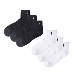 ラルフローレン Ralph Lauren 靴下 ソックス ショート カジュアル 3足セット アンクル丈 7340PK レディース ブラック+ホワイト