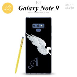 Galaxy Note 9 ギャラクシー ノート9 SC-01L SCV40 スマホケース カバー ソフトケース 翼(ペア) 黒(左) イニシャル 対応 nk-note9-tp477i[スマホ,スマホケース,スマホカバー,ケース,カバー,ジャケット]