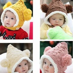 子供ニット帽子 女の子 ベビー 子供帽子 冬 防寒 帽子 こども ニット帽 ボンボン付き かわいい ニット帽子 ニット小物 裏ボア ベビー用帽子