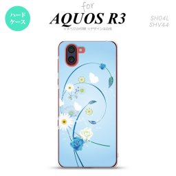 SH-04L SHV44 R3 AQUOS R3 スマホケース カバー 花柄 ミックス A 青 nk-r3-272