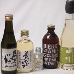 夢のひとときとハーフサイズ5本セット(奥の松 純米大吟醸スパークリング（福島県） 井上酒造 麦焼酎夢のひととき25度（大分県） 小正醸造 コマサジン桜島小ミカン45度（鹿児島県） ビア デザミー ブロンド（ベルギー）0％ シャンモリワイン 日本ワインスパ