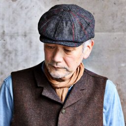 クリスティーズロンドン ハンチング キャスケット ツイード ニュースボーイ 秋 冬 CHRISTYS' LONDON 八枚接ぎ 八方ハンチング ウール素材 クラシック 帽子 チャコール グレー 英国 ハットブランド Chiristys London 丸いシルエット 父の日