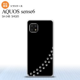 SH-54B SHG05 AQUOS sense6 スマホケース ソフトケース 猫 足跡 黒 クリア メンズ レディース nk-sens6-tp421