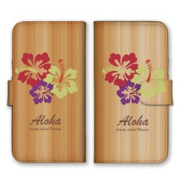 ＼全機種対応／ スマホケース 手帳型 スマホカバー 手帳タイプ スマートフォン ケース カバー 花 ウミガメ ハワイアン アロハ カラフル かわいい おしゃれ カードホルダー付き カード収納 合皮 合成レザー