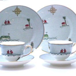 ウェッジウッドWEDGWOOD セイラーズフェアウェル ティー・コーヒカップ＆ソーサー　プレートセット【兼用カップ】【ブランド食器】【御結婚御祝・内祝・新築御祝・還暦御祝・御礼・寿・ギフト包装可能】