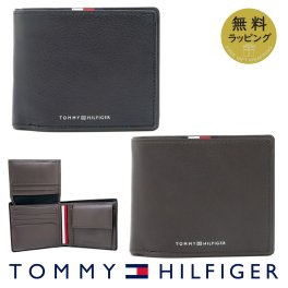 トミーヒルフィガー 二つ折り財布 TOMMY HILFIGER 財布 メンズ ブラック BLACK ブラウン COFFEEBEAN AM0AM13741 選べる2カラー 【ラッピング無料 誕生日 お祝い プレゼント ギフト 贈り物】 送料無料