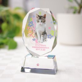 クリスタル ペットメモリアル 写真印刷 KP-2U大 KP-2U中 KP-2U小 名入れ無料 デザイン費無料 