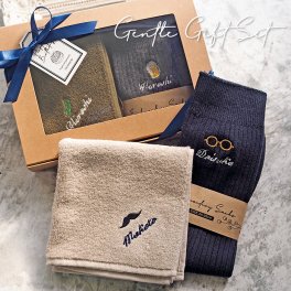 敬老の日 プレゼント ギフト 2026 名入れ セット 今治タオル ハンカチ 靴下 メンズ ジェントル 刺繍 ひげ めがね ビール 枝豆  送別 誕生日 退職祝い 名前入り日本製 祖父 おじいちゃん 実用的 おしゃれ 趣味グッズ もらって嬉しい センスがいい 