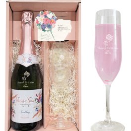 【刻印無料】 誕生日プレゼント リステル フルール・ド・フランス ロゼ 750ml 名入れボトル 名入れグラス付き ギフトセット