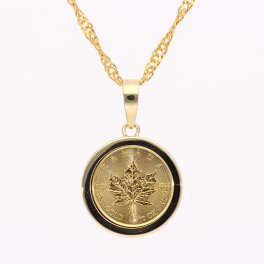 純金 メイプルリーフ 両面保護ガラス コイン ペンダントトップ ネックレス 24金 ペンダント K24  2024 純金貨 チャールズIII世国王 イエローゴールドk18 1/10オンス ジュエリー プレゼント 人気 シンプル 普段使い ユニセックス 男女兼用
