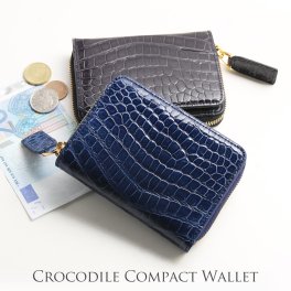 クロコダイル ミニ財布 メンズ 本革 シャイニング 加工 ラウンドファスナー 小銭入れ コンパクト 二つ折り財布 折財布 父 男性 彼氏 プレゼント ギフト 春財布 高級 バレンタイン(06001750-mens-1r) クリスマス バレンタイン 父の日 定年退職 バレンタイン 成人祝い