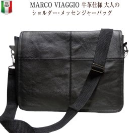 MARCO VIAGGIO 通勤バッグ メンズ ビジネスバッグ 軽量 メッセンジャーバッグ 本革 牛革 ショルダーバッグ 斜めがけバッグ 男性 レザー 牛革バッグ 牛革ショルダー メッセンジャー 大人 イタリア 黒 ブラック プレゼント 高級 ショルダー・メッセンジャーバッグ