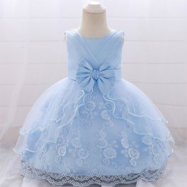 【ラッピング無料】 ベビードレス　 ドレス 結婚式 女の子　子供　ドレス　誕生日　　パーティードレス リボンドレス　かわいい　レース　刺繍 フラワーガール　 ７０ 80 90 白　紫　ピンク　シャンパン　水色