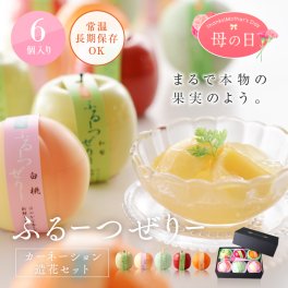 母の日限定・ふるーつぜりー６個＋カーネーション造花セット   ～フルーツゼリー～