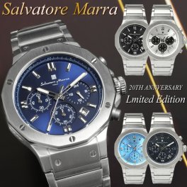 Salvatore Marra サルバトーレマーラ クロノグラフ 腕時計 メンズ 20周年限定モデル ラグスポ ラグジュアリースポーツ ステンレスベルト シルバー ウォッチ 10気圧防水 ブランド SM18117 父の日 ギフト