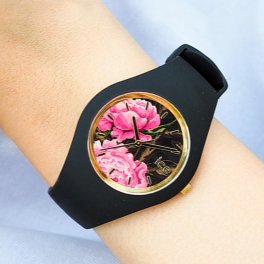 【おしゃれでつけ心地抜群！karendo x ICE watch】karendo限定 ICE flower - ブラックダリア - スモール+ -   腕時計 花 サプライズ 上品 プレゼント ギフト シック かわいい インスタ映え お祝い 記念 誕生日 新社会人 彼女 自分へのご褒美