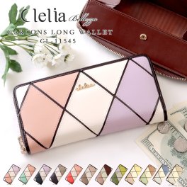クレリア Clelia レディース 長財布 財布 ラウンドファスナー 格子柄 ひし形 マルチカラー ギャルソンウォレット ベレッサシリーズ 母の日 クリスマス クリスマスプレゼント