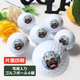 写真印刷ゴルフボール 【ロゴ・写真入り ゴルフボール（片面印刷）6個セット】 ゴルフ用品 ゴルフアイテム オウンネーム 名前入り 会社ロゴ 写真 ペット 家族 ブリヂストン スリクソン タイトリスト プレゼント 誕生日 ホールインワン 記念 コンペ 父の日 母の日 敬老の日 退職祝い 父 母 祖父 祖母 孫 上司 男性 女性 30代 40代 50代 60代 70代