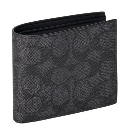 コーチ ファクトリー アウトレット COACH FACTORY 財布 二つ折り財布 折りたたみ財布 小銭入れ付き CY406 QBMI5 メンズ チャコール+ブラック