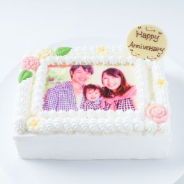 写真イラストケーキ・フォトケーキ6号（18cm×14cm）写真ケーキ 四角いフォトケーキ プリントケーキ デコレーションケーキ   誕生日 バースデー 還暦祝い 記念日 入学 卒業 就職 ウエディングお祝いケーキ お気に入りの写真で作るオーダーメイドケーキ