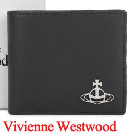 ヴィヴィアンウエストウッド 財布 ヴィヴィアン Vivienne Westwood メンズ レディース ブラック 二つ折り財布（小銭入れなし） VW4182 (5115002PM-L001N-N401) 【ラッピング無料 誕生日 お祝い プレゼント ギフト 贈り物】