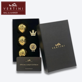 【記念品】VERTINI ゴルフマーカー (CROWN)・ゴールドボール3球 (2点セット) ゴルフグッズ ギフト プレゼント
