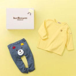 ミキハウスホットビスケッツ  長袖Tシャツ&スパッツセット ＜BOX付き＞ギフトラッピング　出産祝い　誕生日　お祝い　入園祝い　キッズ服　ベビー服