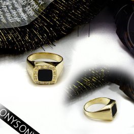 K18ゴールド ダイヤモンド メンズリング【Men’s】オニキス＆ダイヤモンド 0.08ct［SIクラス F～Dカラー GOOD～VERYGOOD］メンズジュエリー ペアジュエリー メンズリング【送料無料】   LMR-0012A