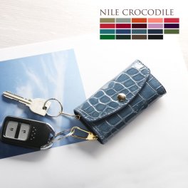 日本製 キーケース クロコダイル 6連 キーホルダー 日本製 メンズ 6連フック ナイルクロコダイル シャイニング 加工 本革 鰐革 革小物 レザー 通勤 スマートキー ホルダー ICカード 対応 4FA(9076-mens-1r)