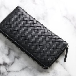 本革 メンズ 長財布 イントレチャート ラム  レザー 財布 メッシュ ラウンドファスナー 柔らかい 子羊革 軽い 使い易い 男性 女性 プレゼントギフト (07000518-mens-1r) クリスマス バレンタイン 父の日 春財布 アクスタポーチ 推し活ケース 定年退職 バレンタイン 成人祝い