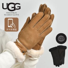 UGG グローブ 手袋 レディース スマホ対応 ブランド アグ 冬 暖かい 防寒 耐水 シープスキン 羊革 本革 レザー 柔らかい もこもこ 裏ファー おしゃれ かわいい ロゴ シンプル 手ぶくろ 小さいサイズ 自転車 通勤 通学 女性 誕生日 ギフト プレゼント ブラック ブラウン 17371