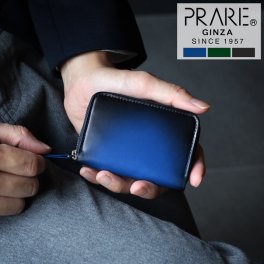 PRAIRIE プレリー 牛革 グラデーション コンパクト財布 ミニ財布 メンズ 日本製 本革 レザー 小さい財布 小銭入れ付き ブルー グリーン ブラック シャドー加工 シンプル 渋い お洒落 オシャレ 上質 プレゼント ギフト(09000455-mens-1r) クリスマス バレンタイン 父の日 春財布 定年退職 バレンタイン 成人祝い