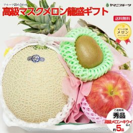  静岡産高級マスクメロン入り籠盛ギフト 1 ☆【熨斗対応