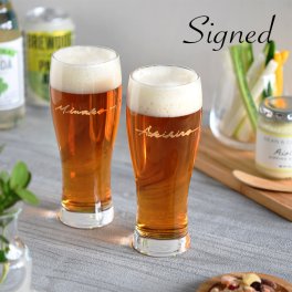 名入れ グラス【サインド・ビールグラス ペアセット（２個入ギフトBOX付）】 誕生日プレゼント 結婚祝い 記念日のプレゼント 引越祝い 送別品 クリスマスプレゼント タンブラーグラス